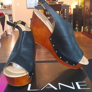 Lane Bryant Black Leather Wedge